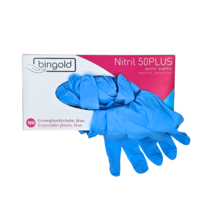 Bild von bingold Nitril 50Plus – Einweghandschuhe, blau, puderfrei